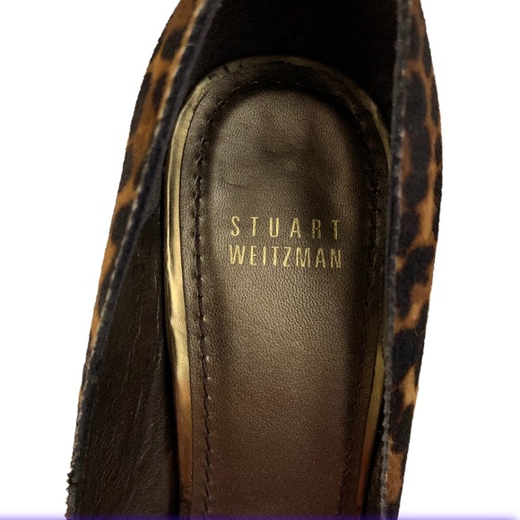 Stuart Weitzman Pony Hair Leopard Animal Print Open Toe Stiletto Heels 8.5 - Picture 8 of 12